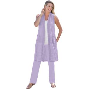 Woman Within Plus Size Lightweight Linen Vest Sweater(Pale Lilac)