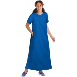 Woman Within Plus Size Perfect Short-Sleeve Scoopneck Maxi Tee Dress(Bright Cobalt)