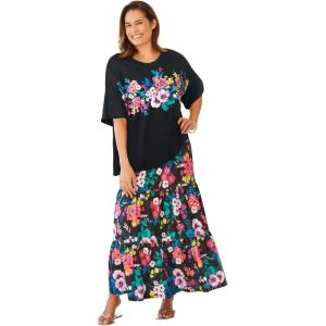 Woman Within Plus Size Relaxed Tee(Black Graphic)