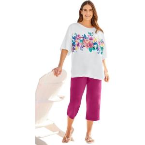 Woman Within Plus Size Relaxed Tee(White Graphic)