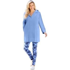 Woman Within Plus Size Snap Hoodie Pocket Sweatshirt(French Blue)