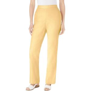 Woman Within Plus Size Straight Leg Linen Pant(Banana)