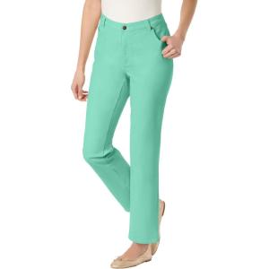 Woman Within Plus Size Straight-Leg Stretch Denim Five-Pocket Jeans(Pale Seafoam)