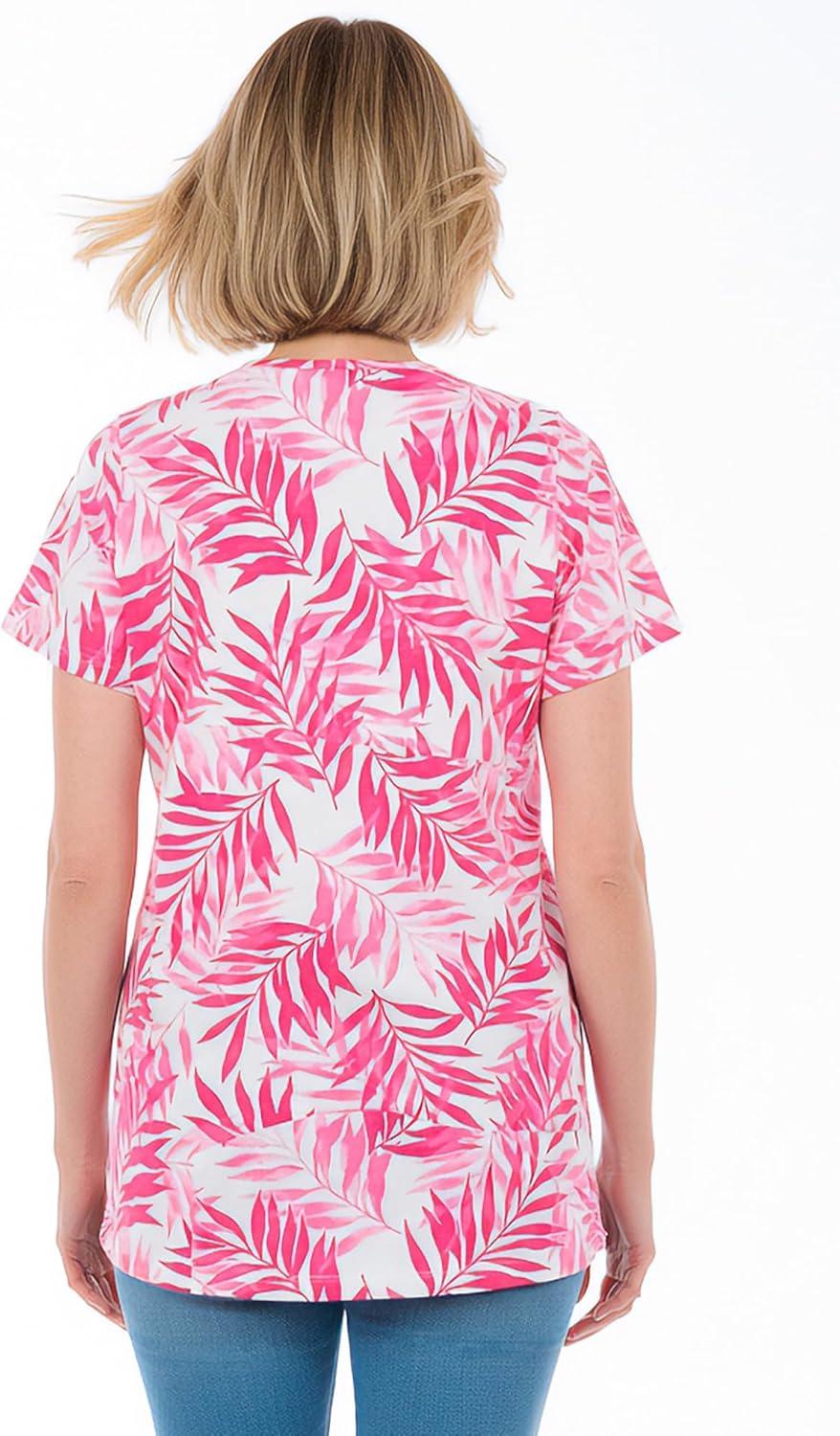 imageWoman Within Plus Size Perfect Printed Crewneck TunicRaspberry Palm Leaves