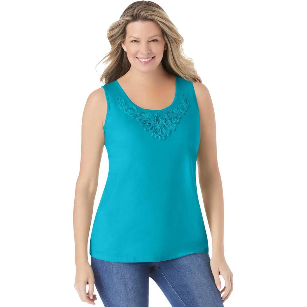 imageWoman Within Plus Size Beaded Tank TopPretty Turquoise