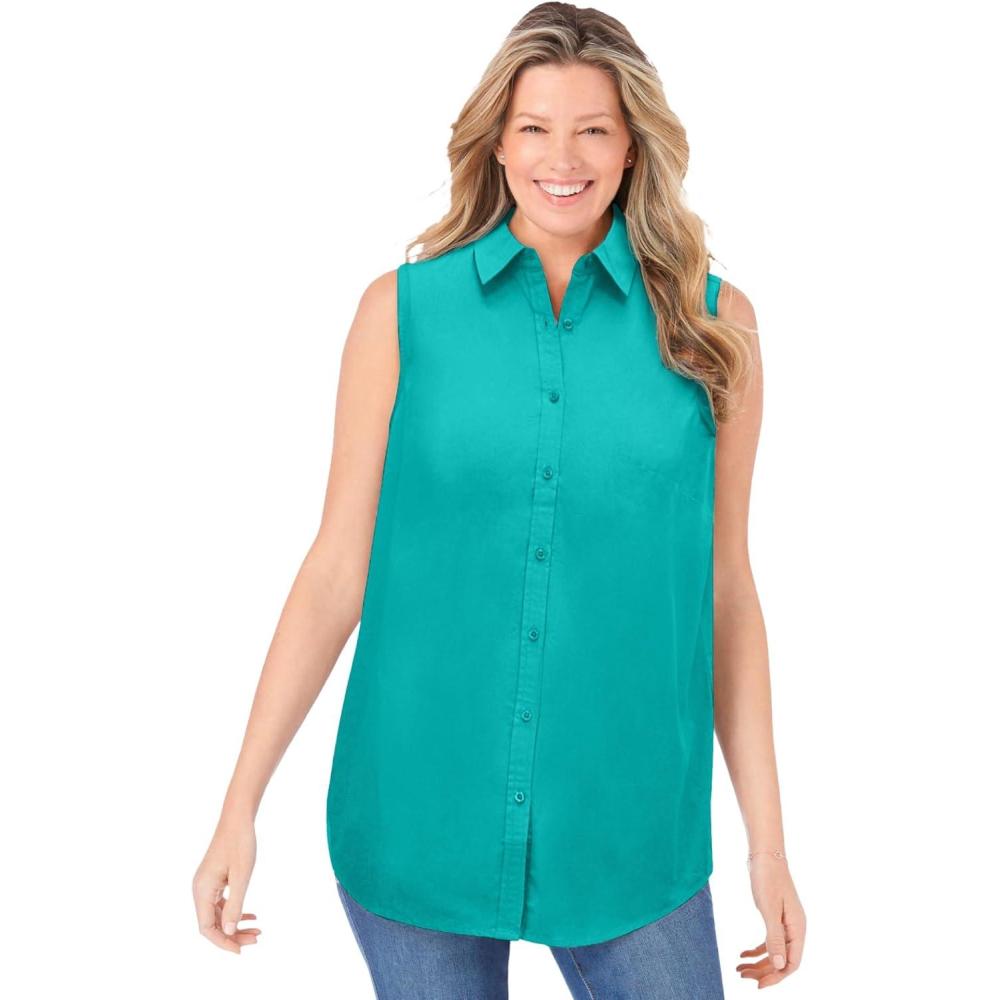 imageWoman Within Plus Size Perfect Sleeveless ShirtAquamarine