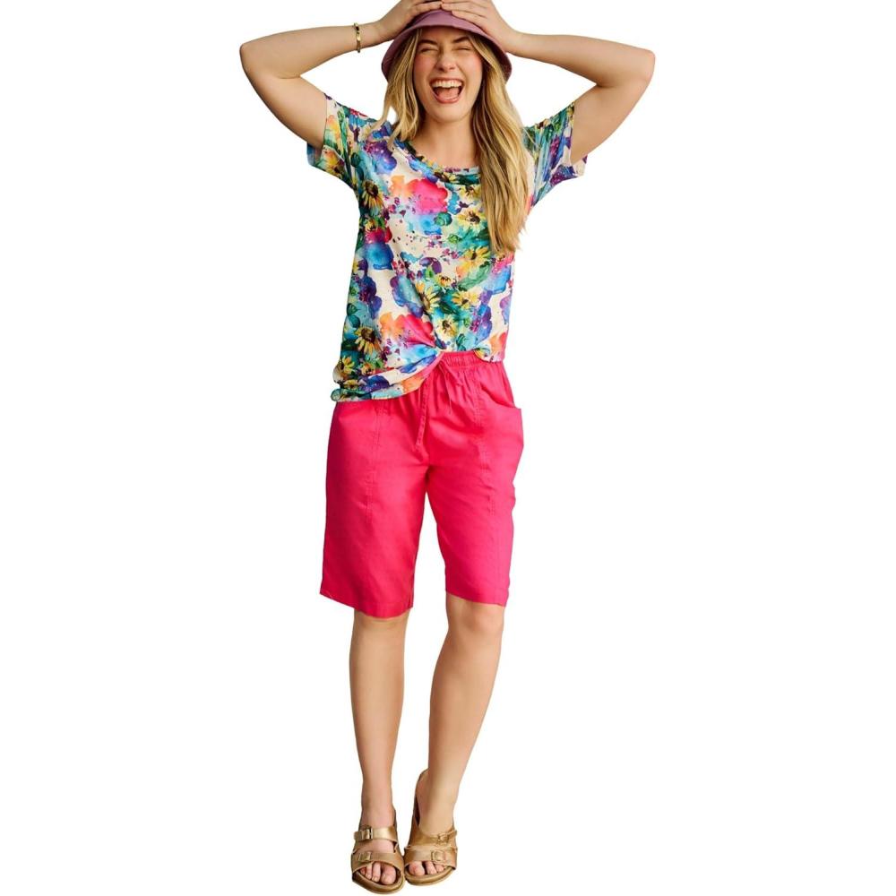 imageWoman Within Plus Size Short Sleeve Watercolor TunicWhite Sunflower Dream