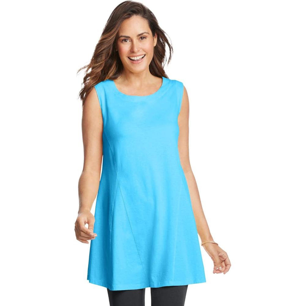 imageWoman Within Plus Size Sleeveless FitAndFlare Tunic TopParadise Blue