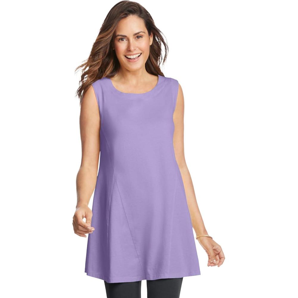 imageWoman Within Plus Size Sleeveless FitAndFlare Tunic TopSoft Iris