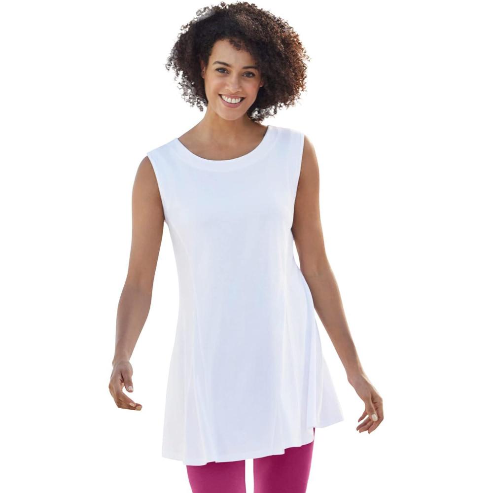 imageWoman Within Plus Size Sleeveless FitAndFlare Tunic TopWhite