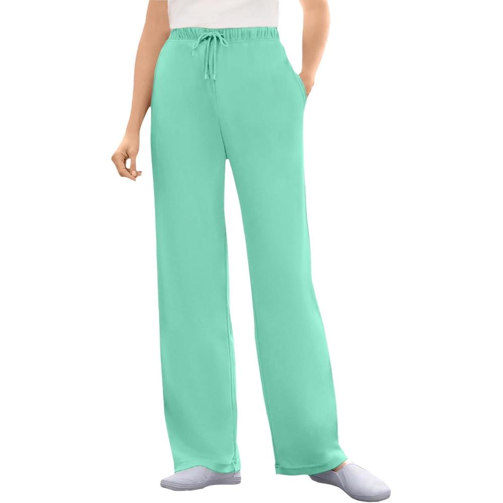 imageWoman Within Plus Size Sport Knit StraightLeg PullOn PantsPale Seafoam