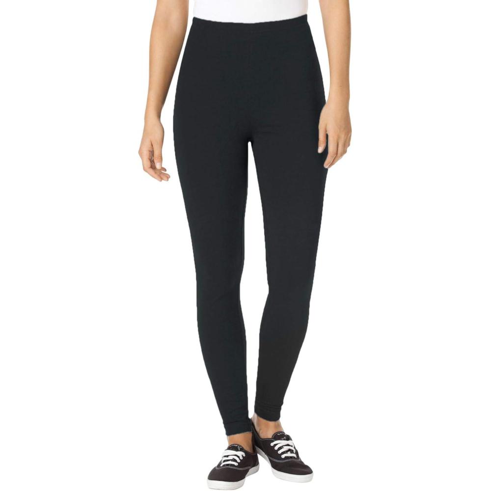 imageWoman Within Plus Size Tall StretchCotton Knit PullOn Leggings 4X Heather Charcoal