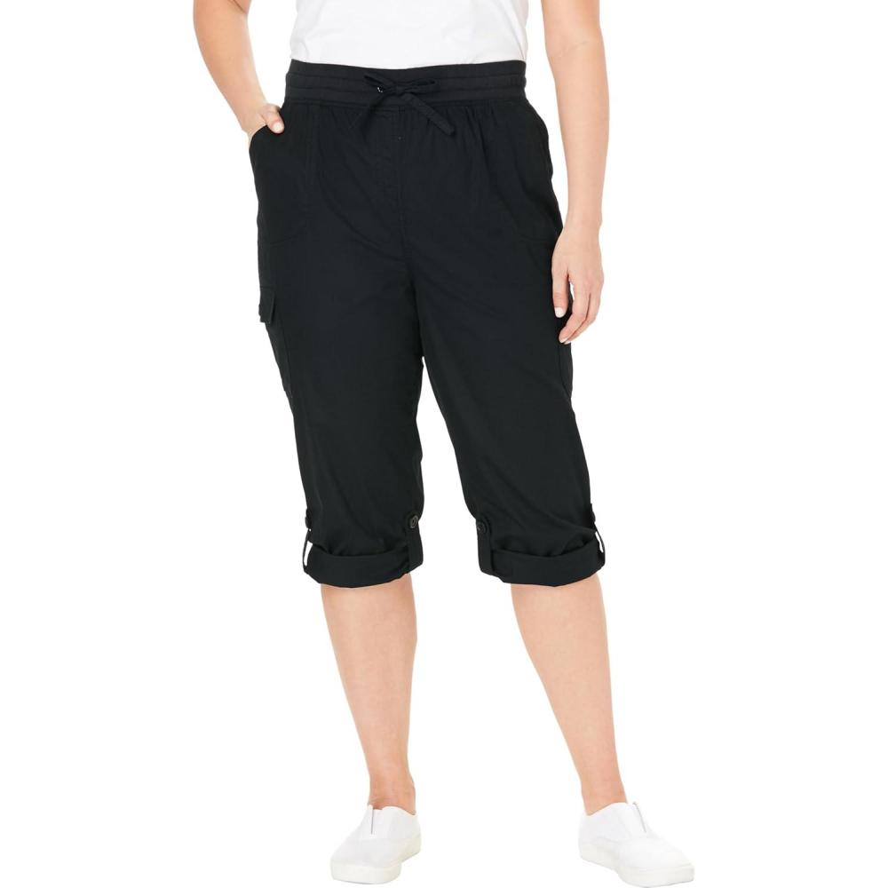imageWoman Within Womens Convertible Length Cargo CapriBermuda PantsBlack