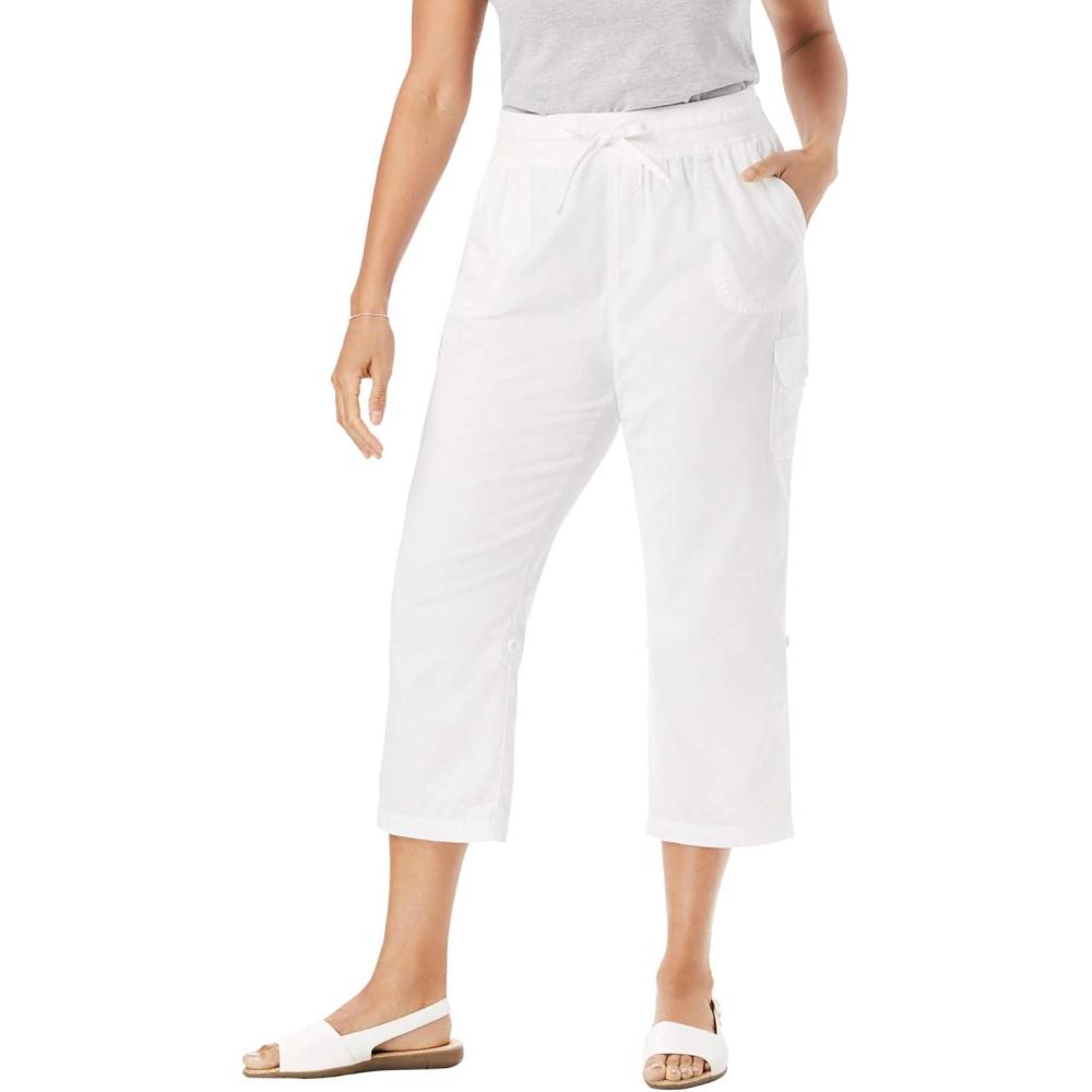 imageWoman Within Womens Convertible Length Cargo CapriBermuda PantsWhite