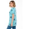 Woman Within Plus Size Americana Kangaroo Pocket Tee(Seamist Blue Liberty Star)