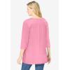 Woman Within Plus Size Embroidered Crinkle Tunic(Delicate Pink Rose Embroidery)