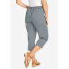 Woman Within Plus Size Perfect 5-Pocket Back-Elastic Denim Capri(Gunmetal)