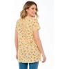 Woman Within Plus Size Perfect Printed Short-Sleeve Shirred V-Neck Tunic(Banana Tulip Flowers)