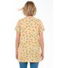 Woman Within Plus Size Perfect Printed Short-Sleeve Shirred V-Neck Tunic(Banana Tulip Flowers)