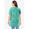 Woman Within Plus Size Perfect Printed Short-Sleeve Shirred V-Neck Tunic(Tropical Green Island Stamp)