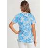 Woman Within Plus Size Perfect Printed Short-Sleeve V-Neck Tee(Blue Breezy Palms)