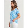 Woman Within Plus Size Perfect Printed Short-Sleeve V-Neck Tee(Blue Breezy Palms)