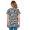 Woman Within Plus Size Perfect Printed Short-Sleeve V-Neck Tunic(Black Sketch Floral)