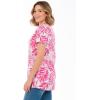 Woman Within Plus Size Perfect Printed Short-Sleeve V-Neck Tunic(Raspberry Palm Leaves)