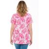 Woman Within Plus Size Perfect Printed Short-Sleeve V-Neck Tunic(Raspberry Palm Leaves)
