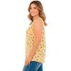Woman Within Plus Size Perfect Printed Sleeveless Shirred V-Neck Tunic(Banana Tulip Flowers)