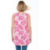 Woman Within Plus Size Perfect Printed Sleeveless Shirred V-Neck Tunic(Raspberry Palm Leaves)