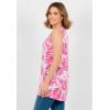 Woman Within Plus Size Perfect Printed Sleeveless Shirred V-Neck Tunic(Raspberry Palm Leaves)