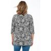 Woman Within Plus Size Perfect Printed Three-Quarter-Sleeve Scoopneck Tunic(Black Sketch Floral)