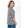 Woman Within Plus Size Perfect Printed Three-Quarter-Sleeve Scoopneck Tunic(Black Sketch Floral)