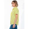 Woman Within Plus Size Perfect Short Sleeve Button-Down Shirt Oversized Tunic Blouse(Primrose Yellow Sunny Stripe)