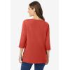 Woman Within Plus Size Perfect Three-Quarter Sleeve Boatneck Tee(Burnt Red)