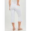 Woman Within Plus Size Petite Stretch Denim Five-Pocket Capri Jeans(White Pastel Floral Embroidery)