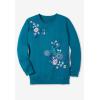 Woman Within Plus Size Printed Sweatshirt(Banana Wild Rose)