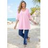 Woman Within Plus Size Ruffled Elbow-Sleeve Tunic(Tropical Emerald)