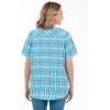 Woman Within Plus Size Seersucker Baseball Shirt(Paradise Blue Plaid)