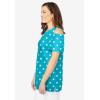 Woman Within Plus Size Short-Sleeve Cold-Shoulder Tee(Pretty Turquoise Dot)