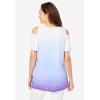 Woman Within Plus Size Short-Sleeve Cold-Shoulder Tee(Purple Orchid Ombre)