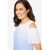 Woman Within Plus Size Short-Sleeve Cold-Shoulder Tee(Purple Orchid Ombre)