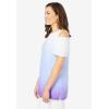 Woman Within Plus Size Short-Sleeve Cold-Shoulder Tee(Purple Orchid Ombre)