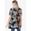 Woman Within Plus Size Short-Sleeve Empire Waist Tunic(Black Hibiscus Tropicana)