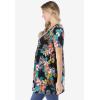 Woman Within Plus Size Short-Sleeve Empire Waist Tunic(Black Hibiscus Tropicana)