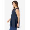 Woman Within Plus Size Sleeveless Fit-And-Flare Tunic Top(Navy)