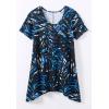 Woman Within Plus Size Textured Pointed Hem Tunic(Black Tie Dye Palm)