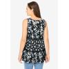 Woman Within Plus Size Tiered Tank(Black Rose Floral)