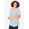 Woman Within Plus Size Two-Piece V-Neck Tunic & Capri Set(Black Nautical)